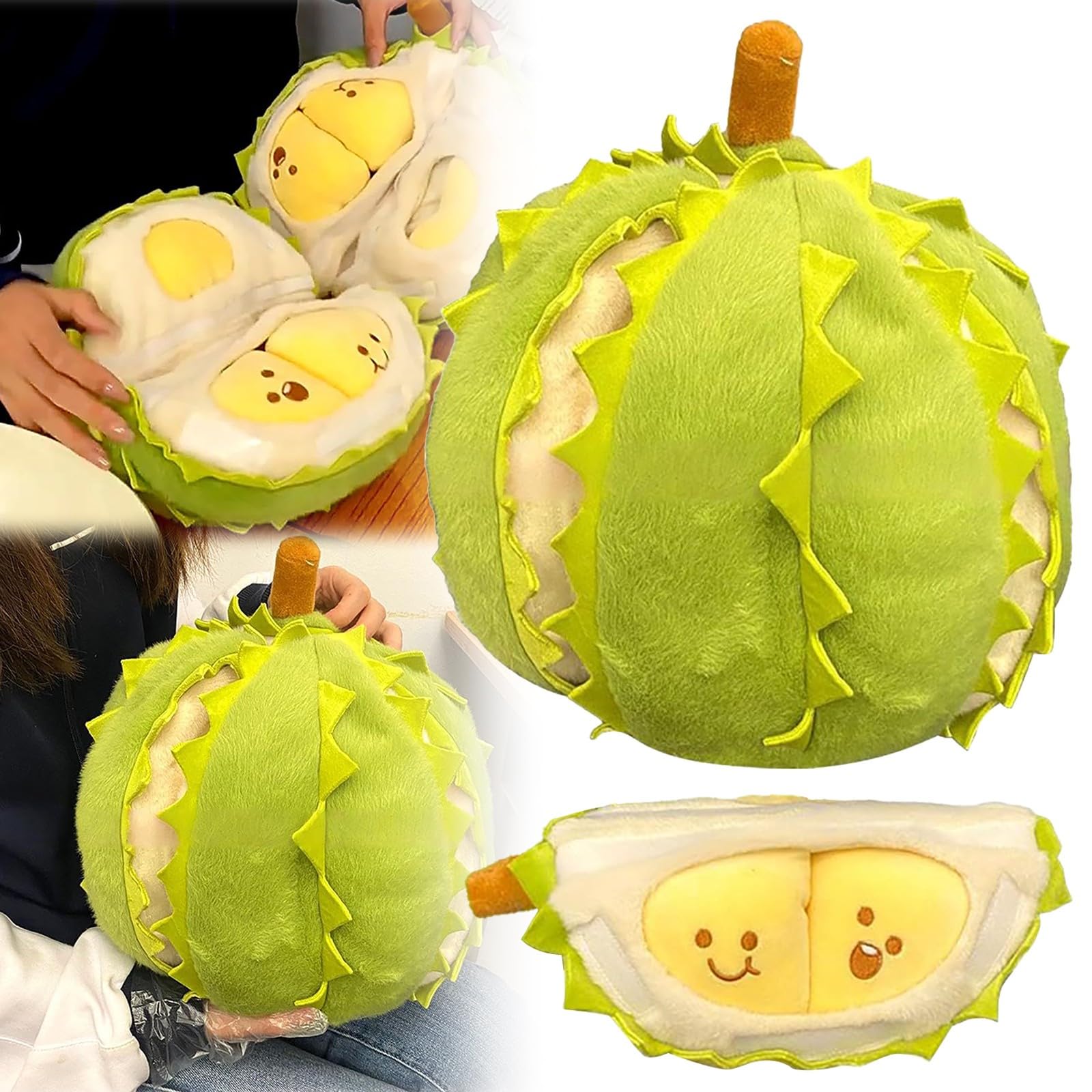 Fruit Durian Pillow Creative Detachable Durian Plush Toy Plushie Cute Stuffed Fruit Soft Plushies with Outfit Costume Squishy Plush Toys Gift for Girls