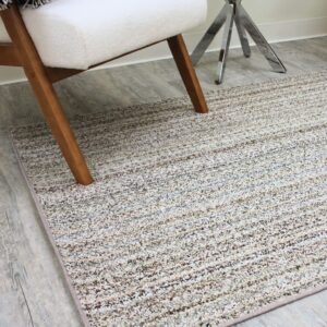 KOECKRITZ Boho Striped Beige Recycled Area Rug | Indoor Berber Loop Pile | Unique Washable Area Rug for Bedroom, Living Room, Kitchen, Office, Dorm & Dining Room | 6' x 9' Boho