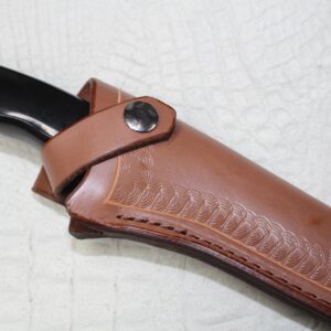 CARL THOMAS LEATHERS. Custom Leather Knife Sheath Made to Fits Buck 119 Knife, Fixed Blade Knife Holder, Light Brown, Sheath Only