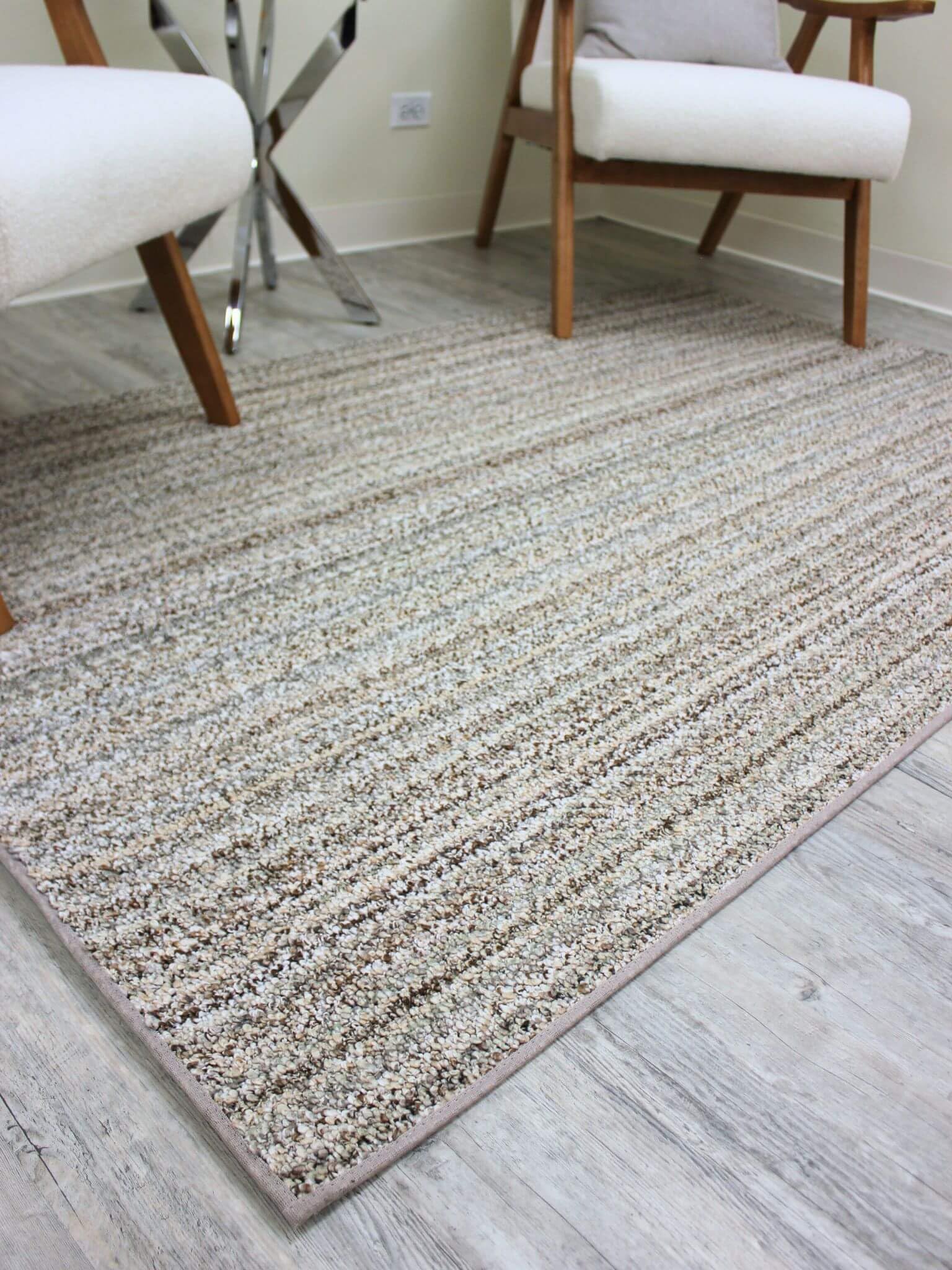 KOECKRITZ Boho Striped Beige Recycled Area Rug | Indoor Berber Loop Pile | Unique Washable Area Rug for Bedroom, Living Room, Kitchen, Office, Dorm & Dining Room | 6' x 9' Boho