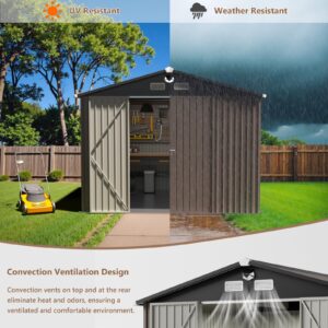 Benass Outdoor Storage Shed 10x12 FT,Metal Tool Sheds,Waterproof Outside Storage Shed with Lockable Doors & Air Vent,Storage Building for Backyard Garden