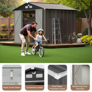 Benass Outdoor Storage Shed 10x12 FT,Metal Tool Sheds,Waterproof Outside Storage Shed with Lockable Doors & Air Vent,Storage Building for Backyard Garden