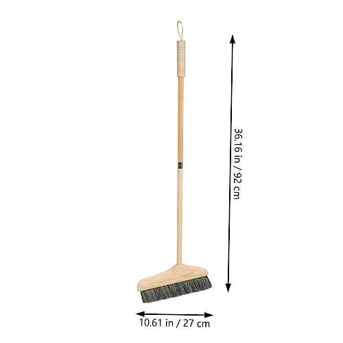 Outanaya 1 Set Standing Dustpan Long Handle Dustpan Garbage Wooden Office Decor Stainless Steel