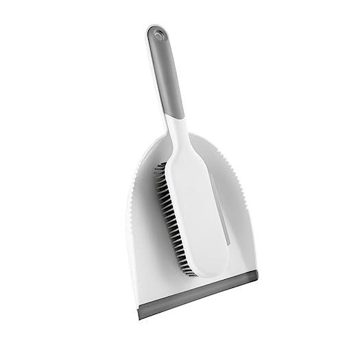 COOLHIYA 2 Pcs Set White Tiny Broom Small Dustpan Pp Desktop Cleaning Tools Dust Pan and Brush