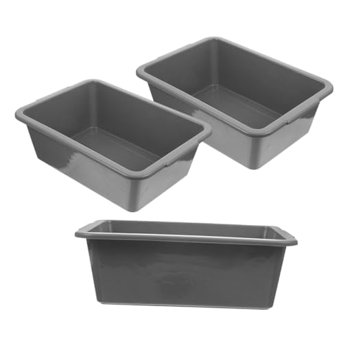 KOMBIUDA 3pcs Restaurant Bowl Storage Box Washing Basin Tub Dishwashing Tubs Dishpan Basin Tub Utility Tub Commercial Tote Tubs Meat Prep Tub Wash Basin Tub Storage Bins Bus Tub Grey Pp