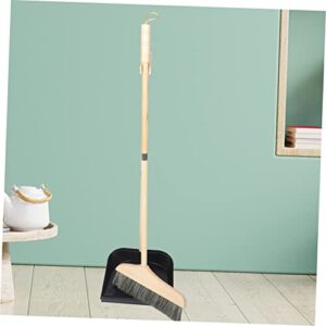 Outanaya 1 Set Standing Dustpan Long Handle Dustpan Garbage Wooden Office Decor Stainless Steel