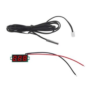 kobeIeen 0.28" Digital Temperature Meter with 1m Metal Probe Car Internal External Use for Conditioner Room -20℃~100℃