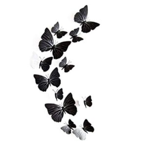 12 pieces 3d butterfly stickers fashion design diy wall decoration butterfly wall decals for house decoration-black style