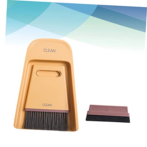 1 Set Cleaning Tools Dustpan Cage Cleaner Mini Cleaning Brush Keyboard Cleaner Brush Cleaning for Household Use Household Cleaning Supplies Desktop Cleaning Broom Yellow HAPINARY