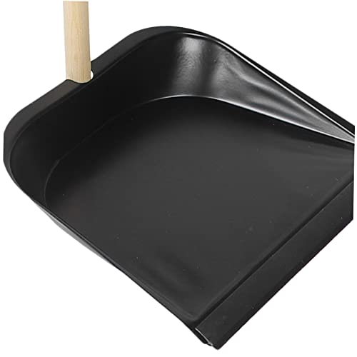 Outanaya 1 Set Standing Dustpan Long Handle Dustpan Garbage Wooden Office Decor Stainless Steel