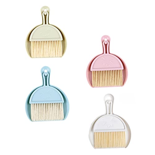 COOLHIYA 4 Sets Desktop Fan Broom Mini Brush and Pan Multifunctional Cleaning Brush Pan and Brush Multi Function Cleaning Brush Dust Brush Table Cleaner Tool Dust Pan Small Pan Nylon Wool