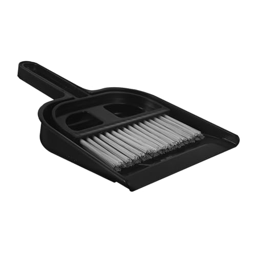 CONGARTENO 1 Set Broom Dustpan Set Brooms Car Automotive Detailing Brush Convenient Mini Broom and Dustpan Desk Cleaner Brush Small Cleaning Brush Dust Pan Cleaning Tool Plastic Black