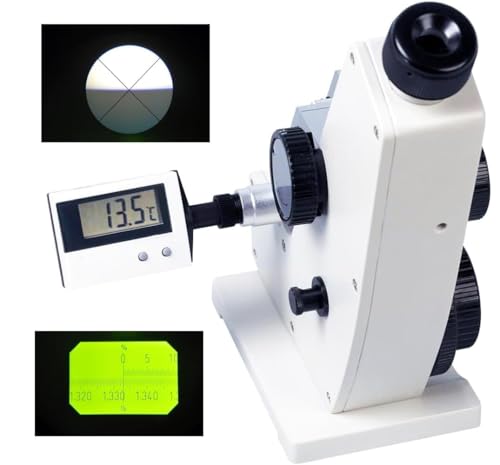 HFBTE Portable ABBE Refractometer Brix Refractometer Monochromatic Refractometer with Refractive Index nD 1.3000-1.7000 for Sugar Solution,Beverage,Oil,Food,Pharmaceutical,Paint,Petroleum,Etc