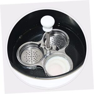 Hoement 2 Pcs Egg Cooker Egg Steamer 2 Egg Poacher Insert Egg Holder Cup Egg Poacher Pan Steamed Egg Cup Egg Boiler Cooker Microwave Egg Boiler Egg Poached Cup Egg Yolk Separator Silver