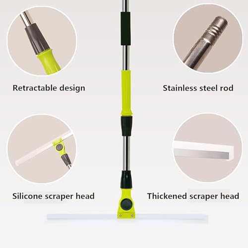 Silicone Air Broom with 51inch Long Handle Magic Broom Sweeper,Adjustable Broom Pet Hair Remover for Carpet,Kitchen,Concrete Floor,Bathroom Tile(Size:35cm/13.8inch (Width))