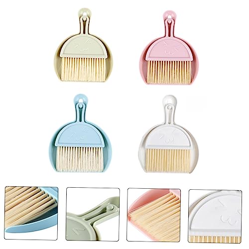 COOLHIYA 4 Sets Desktop Fan Broom Mini Brush and Pan Multifunctional Cleaning Brush Pan and Brush Multi Function Cleaning Brush Dust Brush Table Cleaner Tool Dust Pan Small Pan Nylon Wool