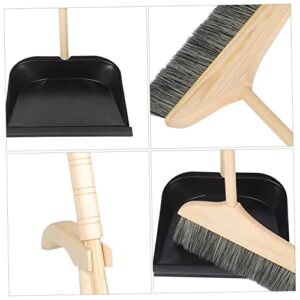 Outanaya 1 Set Standing Dustpan Long Handle Dustpan Garbage Wooden Office Decor Stainless Steel