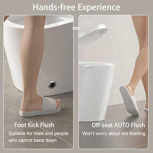 Toilet Smart Toilet Ceramic White with Heated Bidet Seat Portable Toilet with Bidet Built in Auto Open&Close Auto Dual Flush