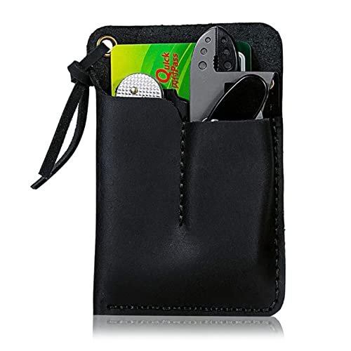 kobeIeen Portable Men Leather Sheath Handmade Tool for Case Bag Birthday for Men Women Black/Bro