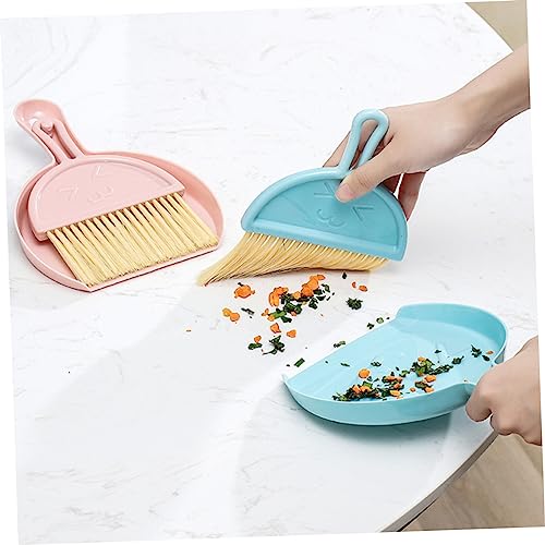 COOLHIYA 4 Sets Desktop Fan Broom Mini Brush and Pan Multifunctional Cleaning Brush Pan and Brush Multi Function Cleaning Brush Dust Brush Table Cleaner Tool Dust Pan Small Pan Nylon Wool