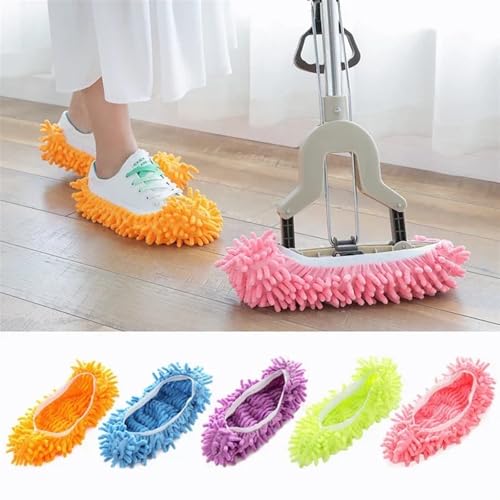 Gwroyx Cleaning Slippers Shoes Cloth Mopping Shoes Home Floor Washable Cleaning Microfiber Cloth(Blue)