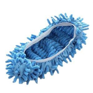 gwroyx cleaning slippers shoes cloth mopping shoes home floor washable cleaning microfiber cloth(blue)