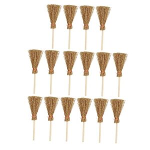 kichouse 18pcs mini broom straw broom halloween small broom halloween witch broom mini broom hangings brooms toy wizard flying broom decor toys mini wooden broom pine wood khaki