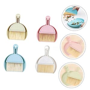 COOLHIYA 4 Sets Desktop Fan Broom Mini Brush and Pan Multifunctional Cleaning Brush Pan and Brush Multi Function Cleaning Brush Dust Brush Table Cleaner Tool Dust Pan Small Pan Nylon Wool