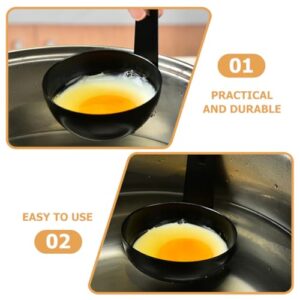 GRIRIW 3pcs Stainless Steel Egg Cooker Egg Poacher Egg Poaching Egg Shaper for Frying Pan Breakfast Griddle Egg Holder for Boiled Eggs Egg Maker Machine Egg Boiler for Eggs Egg Cup Black