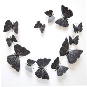 12 Pieces 3D Butterfly Stickers Fashion Design DIY Wall Decoration Butterfly Wall Decals for House Decoration-Black Style