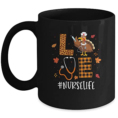 Love Turkey Stethoscope Nurse Life Thanksgiving Fall Coffee Mug