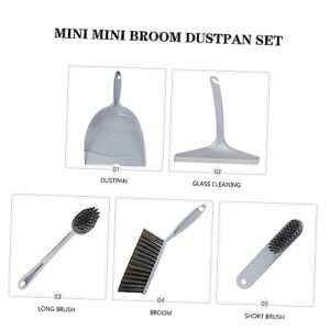 COLLBATH 5pcs Broom Dustpan Broom Desktop Dustpans Tiny Dustpan Home Mini Brush Broom Mini Dust Pan Mini Saucepan Desktop Cleaning Broom Mop Whisk Broom Small Cleaner The Pet Purple