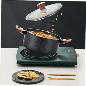 HOLIDYOYO Pot Stainless Cookware Pastel Milk Pan Coffee Heater Butter Coffee Milk Warmer Soup Bowls with Lids Milk Coffee Candy Creamer Fruit Dip Work on Outdoor Cookware Wood Black