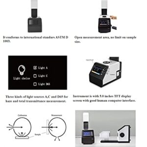 HFBTE Haze Meter Transmission Hazemeter Light Transmittance Haze Meter with Test Aperture 21mm Illuminants D65 A C Repeatability≤0.1 for Glass,Plastic,Film,Display Screen,Packaging,Etc