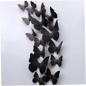 12 Pieces 3D Butterfly Stickers Fashion Design DIY Wall Decoration Butterfly Wall Decals for House Decoration-Black Style