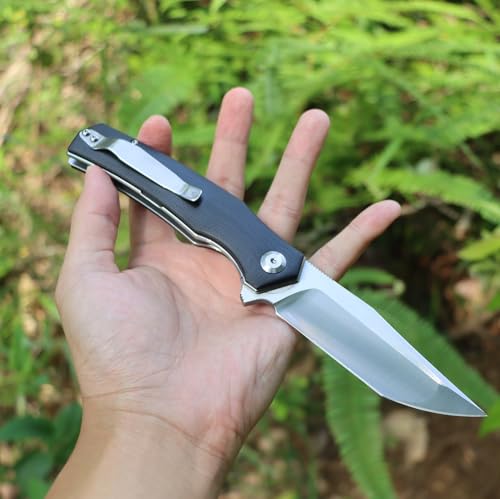 Folding Pocket Knife, 4" D2 Steel Satin Blade Pocket Edc Knife, G10 Handle Small EDC Knife with Pocket Clip, Pocket Knife for Men/women