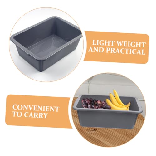 SOESFOUFU 3pcs Restaurant Bowl Storage Box Washing Basin Tub Dishpan Basin Tub Commercial Tote Tubs Wash Basin Tub Rectangle Utility Dish Tub Meat Prep Tub Utility Tub Storage Bins Grey Pp