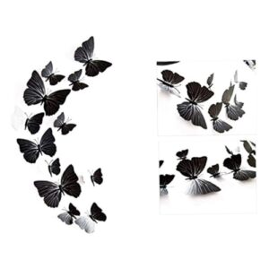 12 Pieces 3D Butterfly Stickers Fashion Design DIY Wall Decoration Butterfly Wall Decals for House Decoration-Black Style