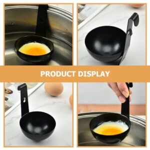 GRIRIW 3pcs Stainless Steel Egg Cooker Egg Poacher Egg Poaching Egg Shaper for Frying Pan Breakfast Griddle Egg Holder for Boiled Eggs Egg Maker Machine Egg Boiler for Eggs Egg Cup Black