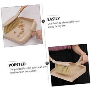 HOMOCONO 1 Set 2pcs Desktop Dustpan Cleaning Broom Small Cleaning Brush Tiny Broom Dustpan Kit Computer Cleaner Couch Cleaner Mini Brush Home Cleaning Accessory Pet Hair Broom Wooden Beige