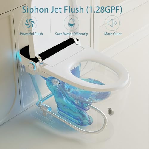 Toilet Smart Toilet Ceramic White with Heated Bidet Seat Portable Toilet with Bidet Built in Auto Open&Close Auto Dual Flush