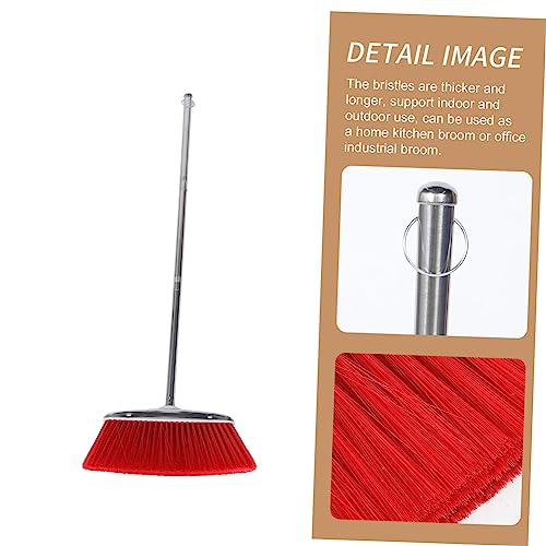 FOYTOKI Long Handle Cleaning Broom Floor Broom Kitchen Brooms for Sweeping Indoor Escobas para Barrer Piso Ground Sweeper Office Broom Cleaning Btush Home Cleaning Broom Flooring Red Nylon