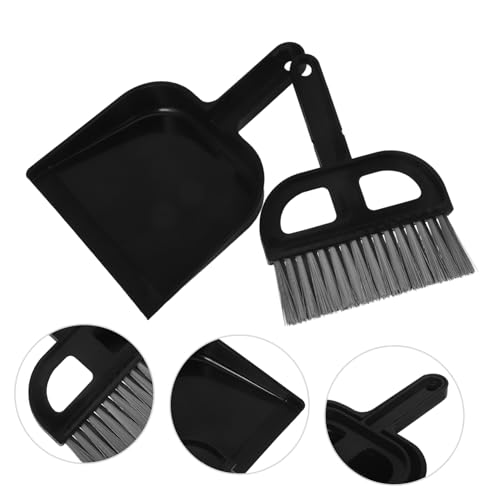 CONGARTENO 1 Set Broom Dustpan Set Brooms Car Automotive Detailing Brush Convenient Mini Broom and Dustpan Desk Cleaner Brush Small Cleaning Brush Dust Pan Cleaning Tool Plastic Black