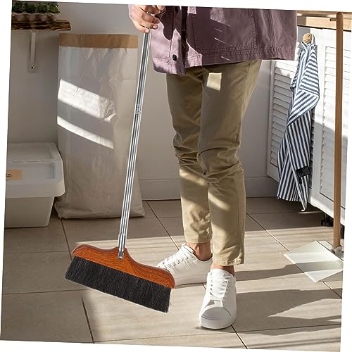 Horsetail Broom Household Cleaning Tools Brooms Flooring Industrial Broom Sweeping Brush Floor Wiper Scraper Long Handle Broom Stable Broom Stainless Steel Broom Wooden Outanaya