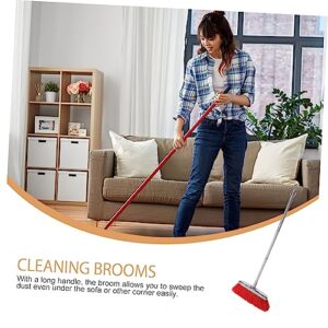 TOKIDNY Home Cleaning Supplies Handle Broom Cleaning Broom Office Cleaning Supplies Floor Broom Commercial Angle Broom Floor Sweeping Broom Floor Scrub Brush Home Broom Stainless Steel Red