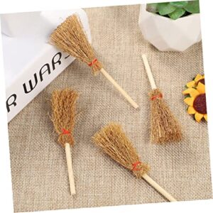 KICHOUSE 18pcs Mini Broom Straw Broom Halloween Small Broom Halloween Witch Broom Mini Broom Hangings Brooms Toy Wizard Flying Broom Decor Toys Mini Wooden Broom Pine Wood Khaki