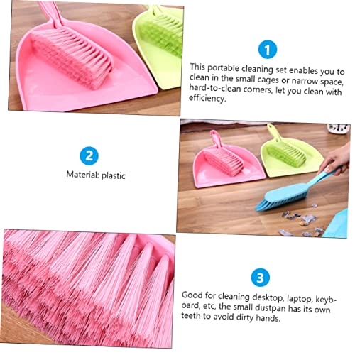 COLLBATH 2pcs Mini Broom Dustpan Set Keyboard Cleaning Tool Dust Pan and Brush Small Broom Brush Mini Tools Mini Brush Bed Broom Household Brooms Cleaning Tools Desktop Broom Plastic