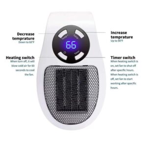 Ozzie Heater, Ozzi Heat, Space Portable Mini Heater, Small Heater Mini Top Heat Plug in Wall Heater, Indoor Electric Space Heater (1pc* With Remote Control)