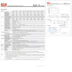 TorqCali RSP-75-5 75W Single Output PFC Function Power Supply 5V Constant Voltage for Industrial Automation, Test Equipment, and Electronics Manufacturing