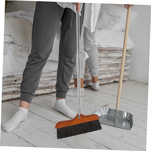 Horsetail Broom Household Cleaning Tools Brooms Flooring Industrial Broom Sweeping Brush Floor Wiper Scraper Long Handle Broom Stable Broom Stainless Steel Broom Wooden Outanaya